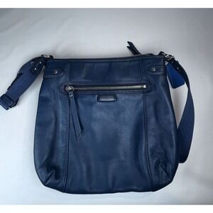 Coach Blue Leather Crossbody Bag With Adjustable Strap & Zipper‎ Closure